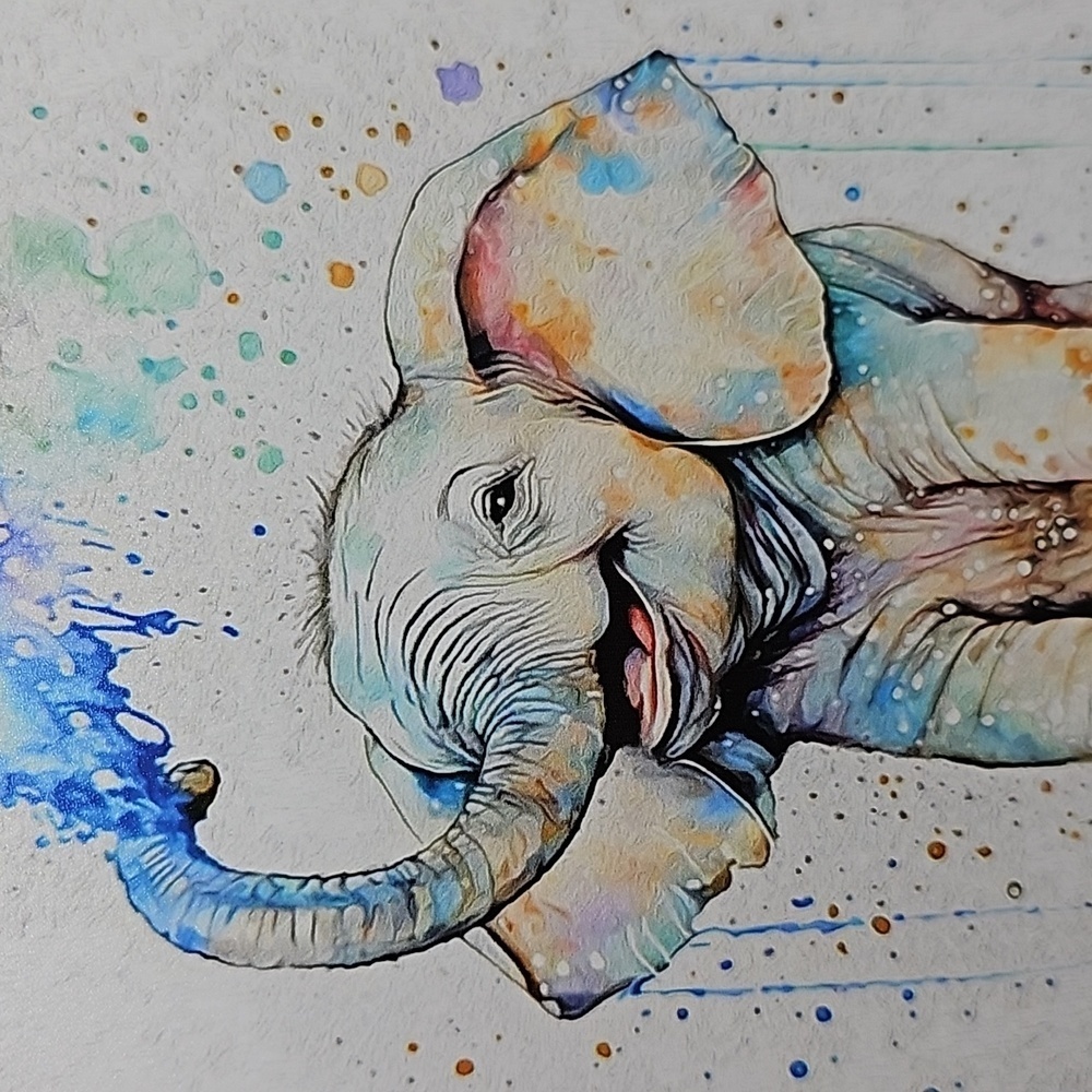 4x6 Baby Elephant Watercolor Oil Painting Art Print - Picture 3 of 7